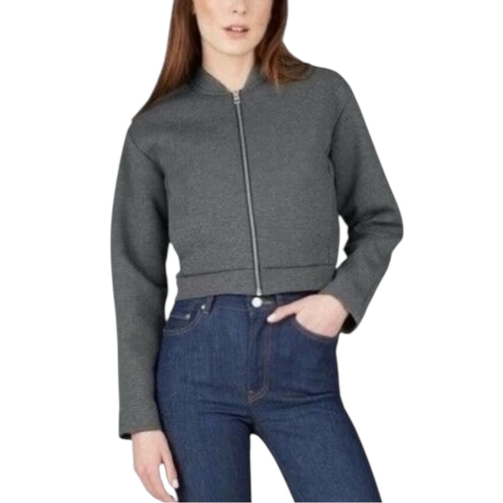 Everlane Women’s Heather Gray Street Fleece  Cropped Bomber Jacket - Small - Picture 2 of 10